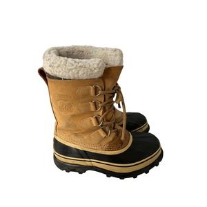 SOREL Womens Snow Boots CARIBOU Canada Leather Wool Liner Lace Up Sz 6
